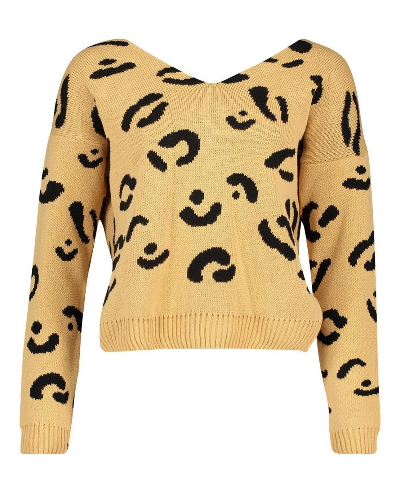BOOHOO LEOPARD PRINT TWIST JUMPER