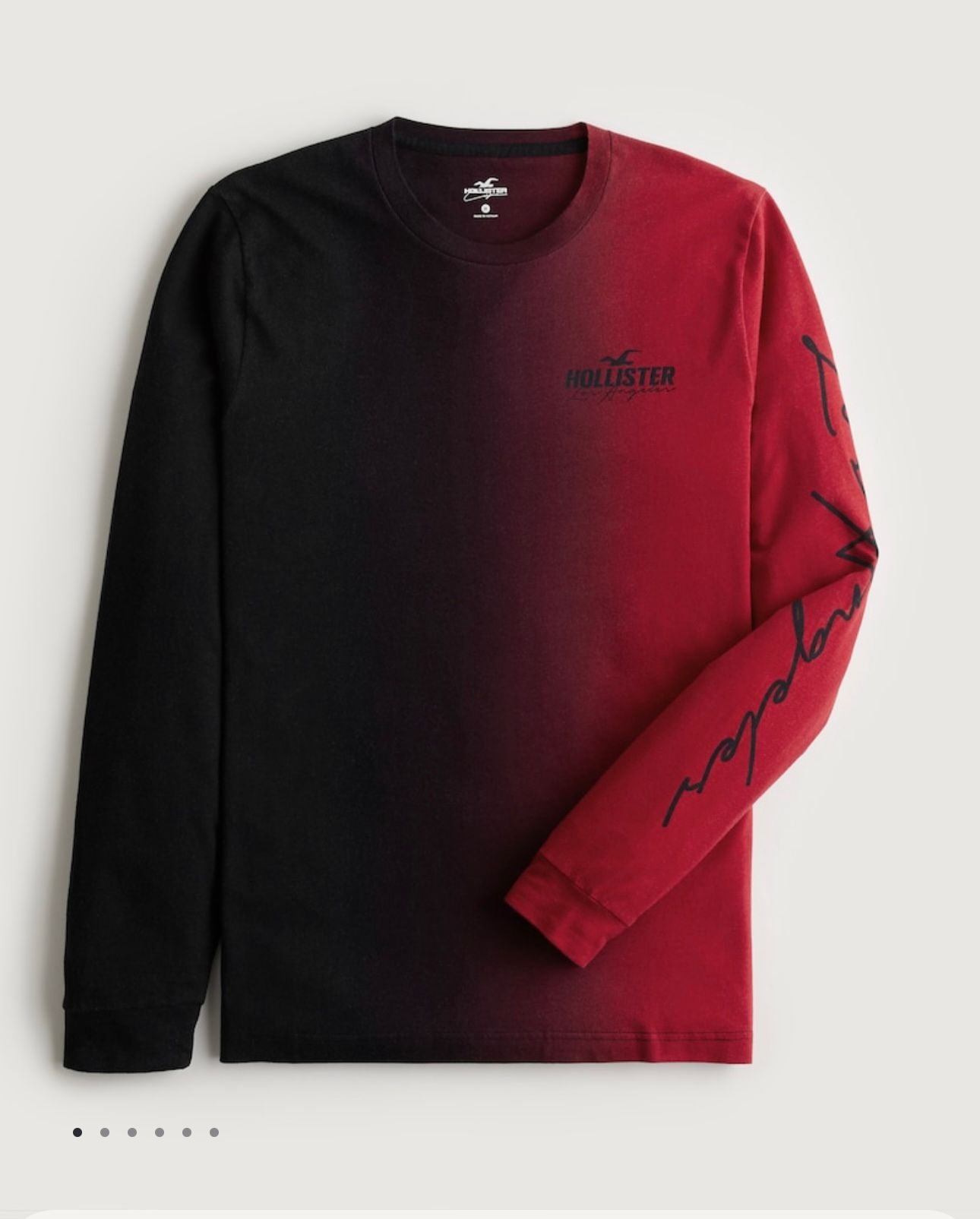 HOLLISTER OMBRE L/S GRAPHIC LOGO T-SHIRT