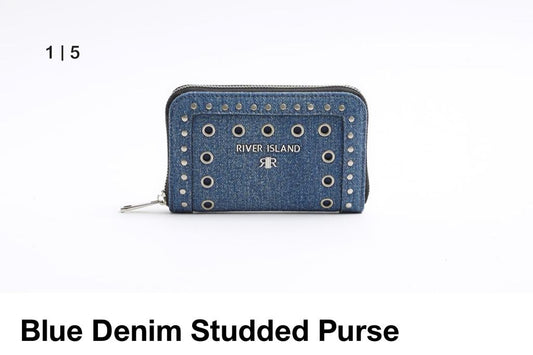 RI BLUE DENIM STUDDED PURSE