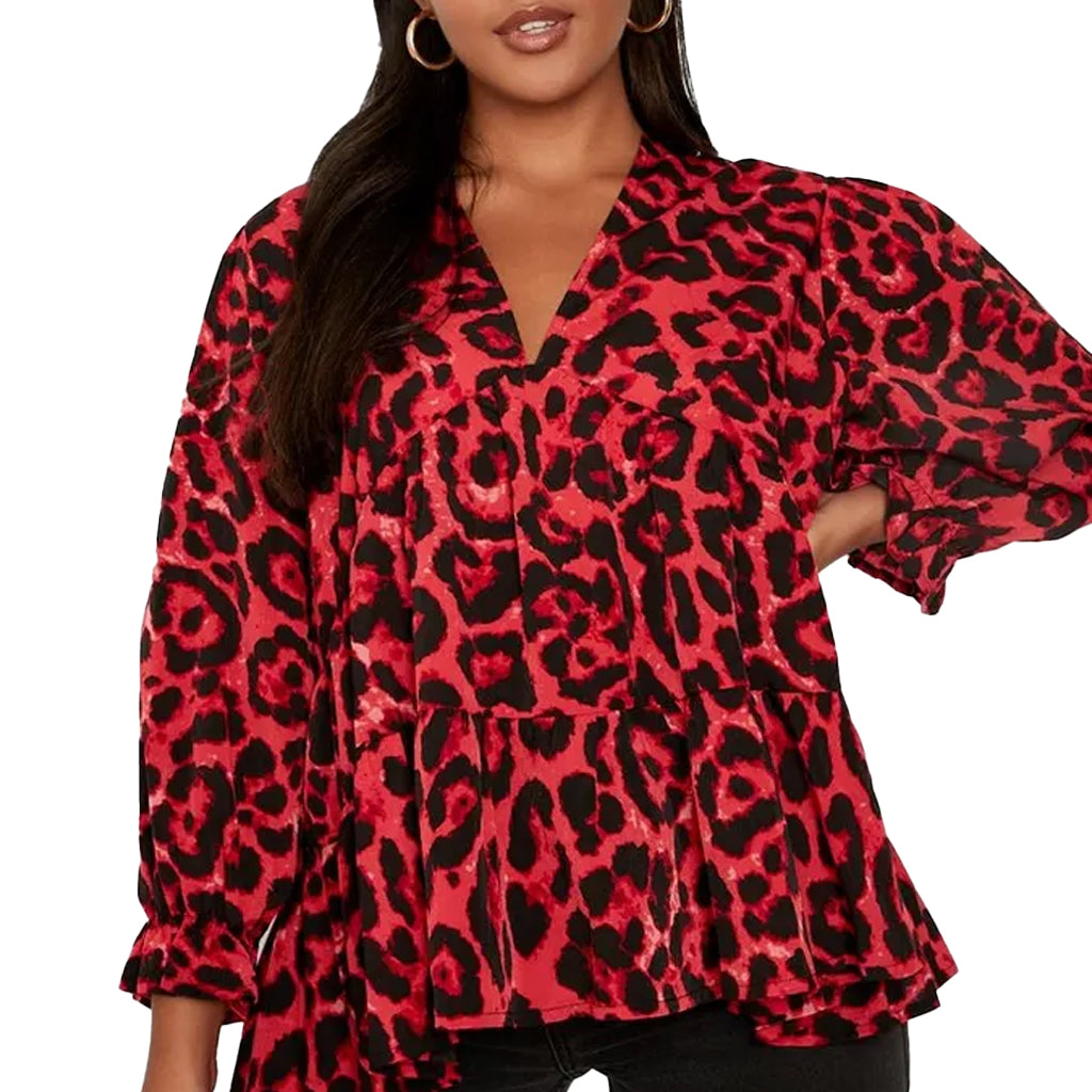 BOOHOO BLOUSE LEOPRD SMOCK