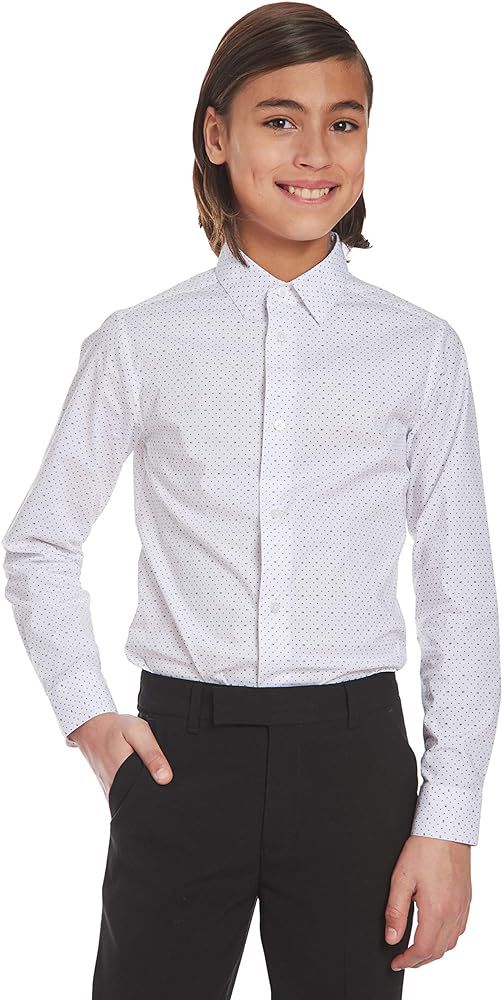 CK BOYS LONG SLEEVE PATTERNED DRESS SHIRT