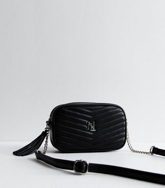NEW LOOK CHEVRON LEATHER LOOK TASSLE CROSS BODY BAG