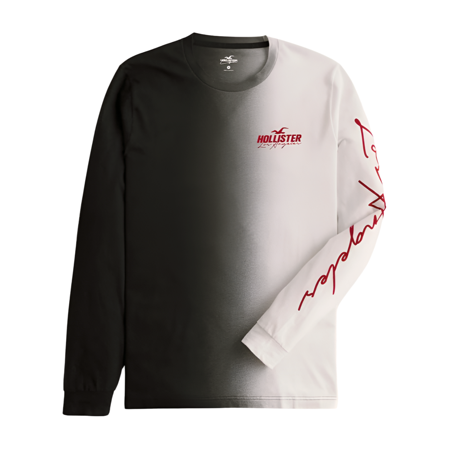 HOLLISTER OMBRE L/S GRAPHIC LOGO T-SHIRT