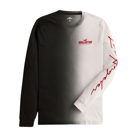 HOLLISTER OMBRE L/S GRAPHIC LOGO T-SHIRT