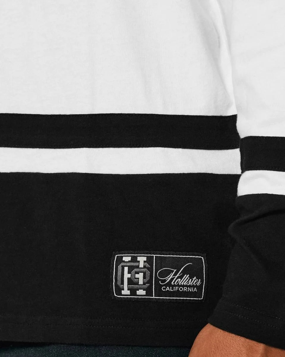 Hollister Long Sleeve Logo Graphic Hockey T-Shirt