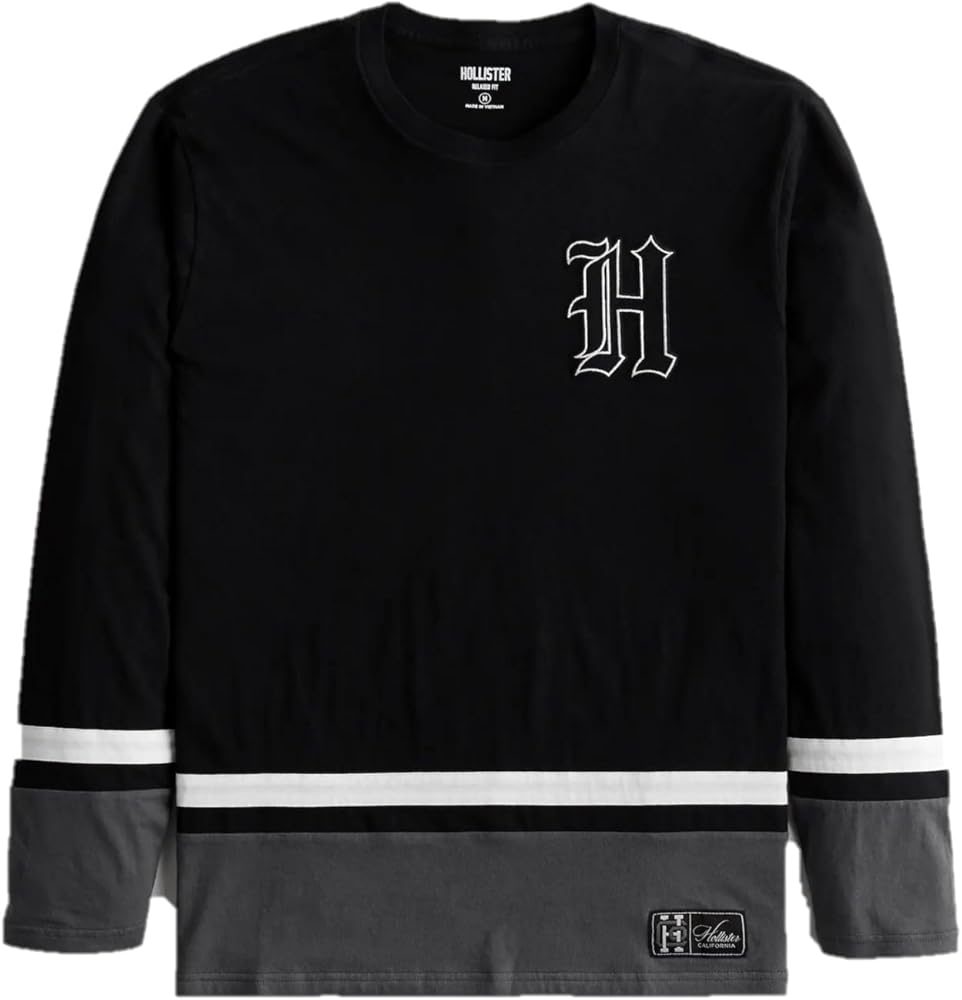 Hollister Long Sleeve Logo Graphic Hockey T-Shirt