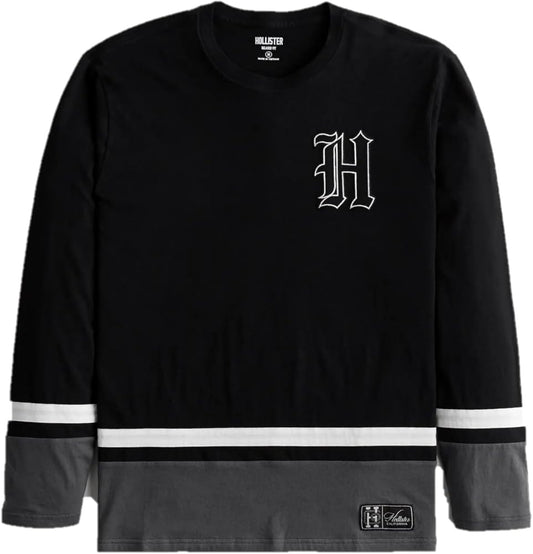 Hollister Long Sleeve Logo Graphic Hockey T-Shirt