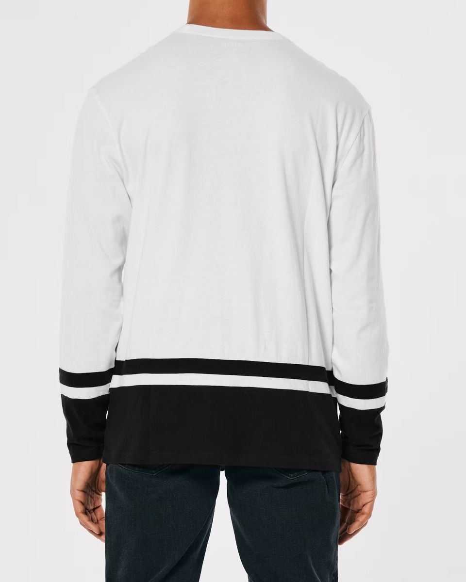 Hollister Long Sleeve Logo Graphic Hockey T-Shirt