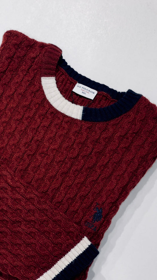 US POLO ARAW MERINO WOOL PALLEMED KNIT SWEATER