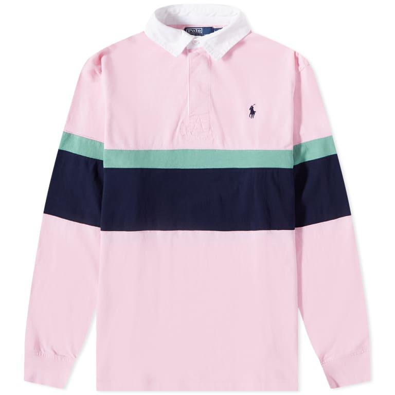 PRL CROSS STRIPE RUGBY TOP L/S POLO TSHIRT