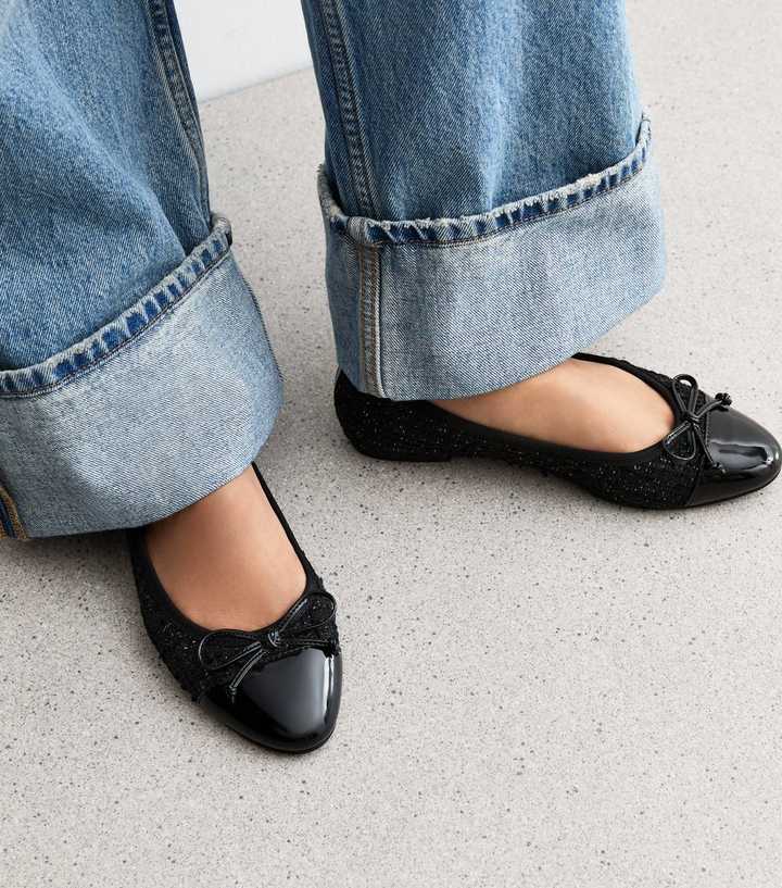 NEW LOOK BOUCHE PATENT TOE PUMP BALLERINA