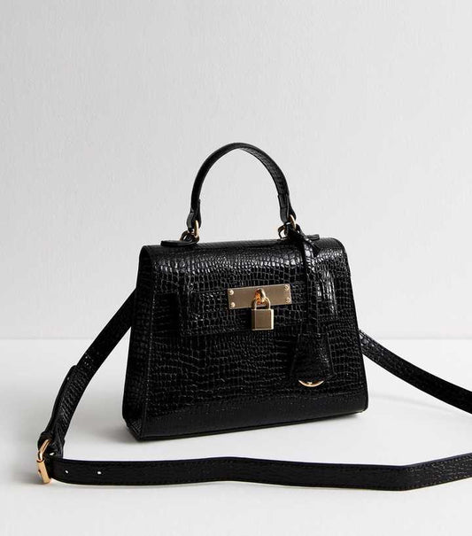 NEW LOOK CROCODILE EFFECT FAUX LEATHER CROSS BODY BAG