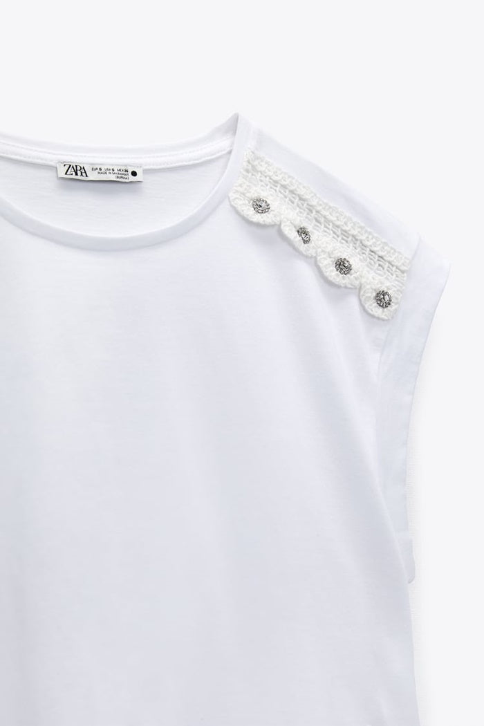ZARA SILVER STRASS BLOUSE