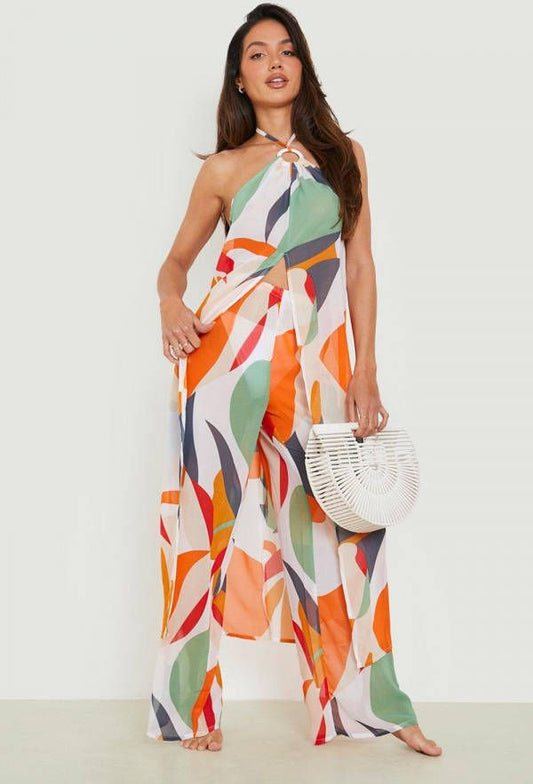 BOOHOO ABSTRACT TOP&TROUSER SET