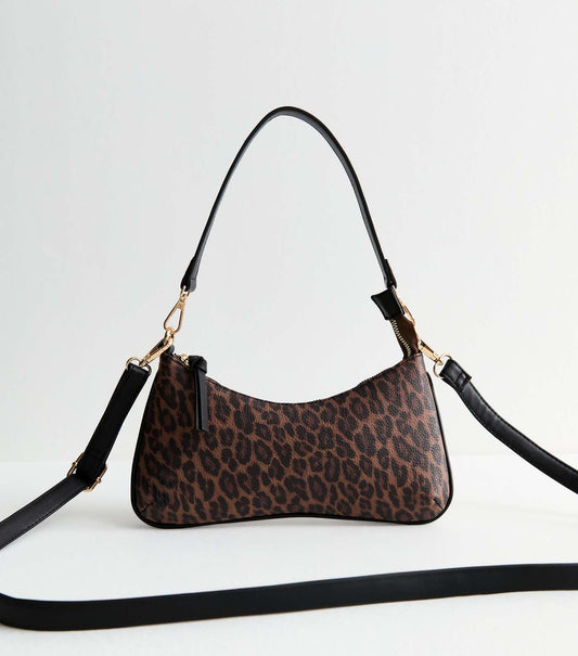 NEW LOOK LEOPARD PRINT FAUX LEATHER SHOULDER BAG