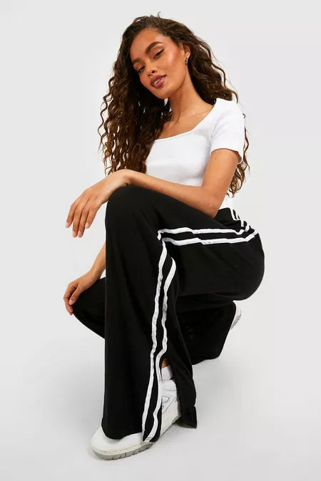 BOOHOO BASIC SPORT SPLIT HEM WIDE LWG TROUSER PANTS