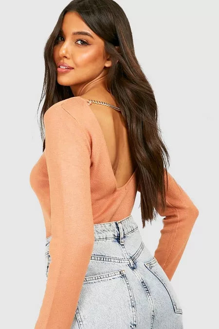 BOOHOO CHAIN DETAILED KNIT TOP
