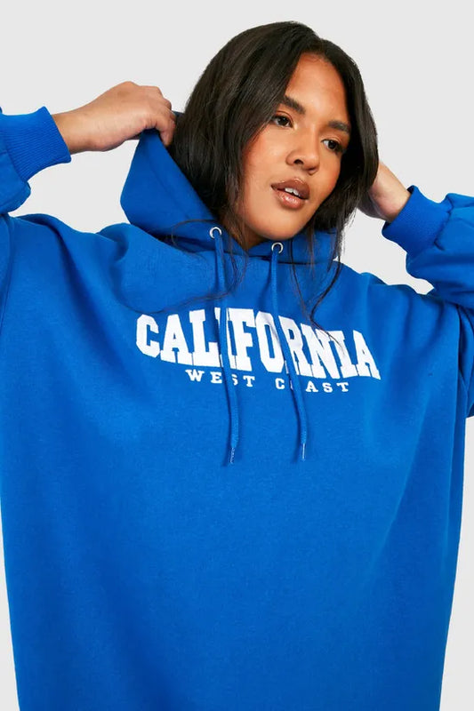 BOOHOO PLUS HOODED CALIFORNIA HOODIE