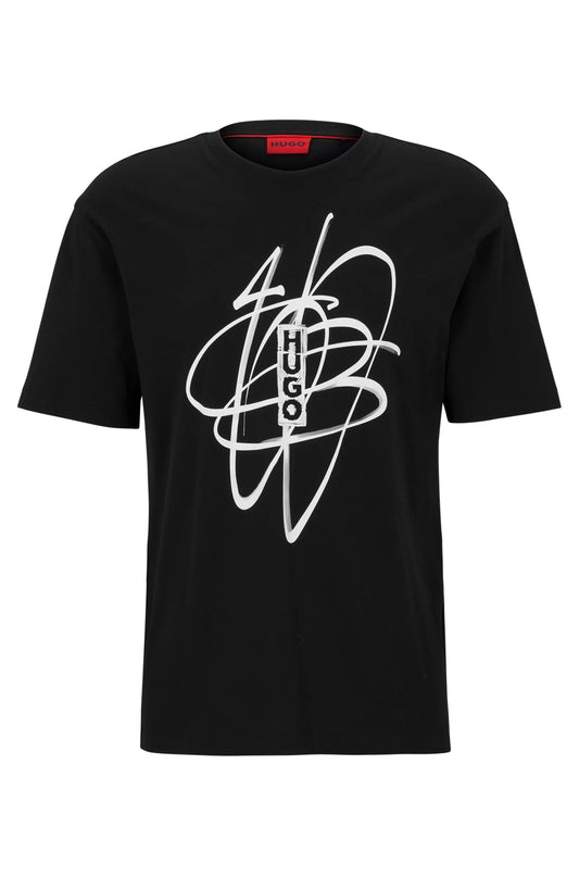 HUGO COTTON TSHIRT WITH GRAFFITI PRINT TSHIRT