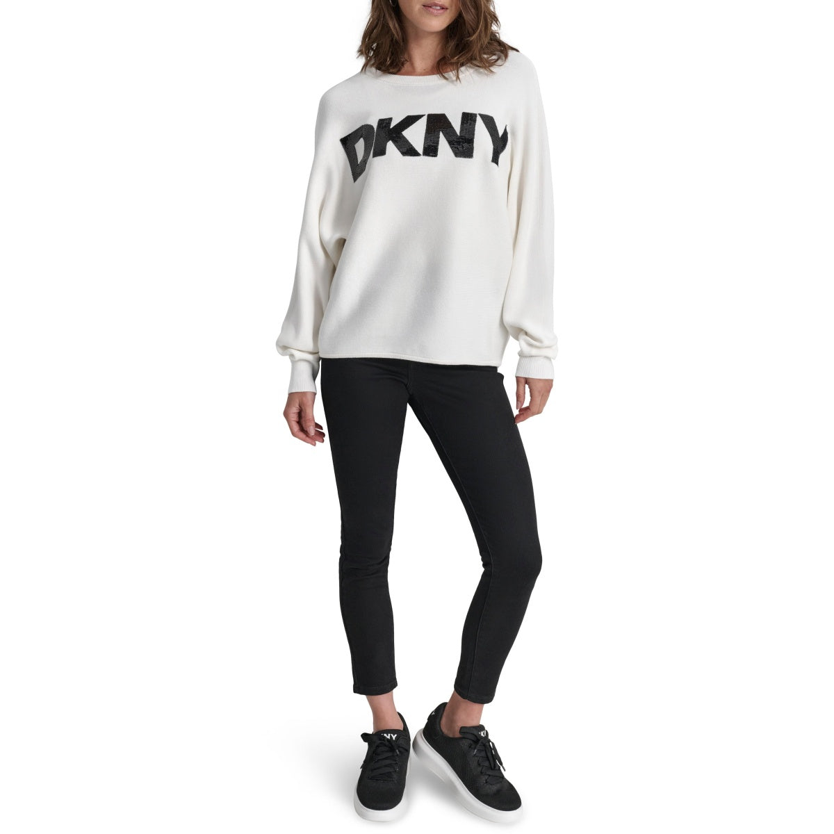 DKNY SEQUIN LOGO DOLMAN JUMPER