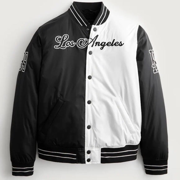 HOLLISTER SHERPA LINED VARSITY BOMBER JACKET