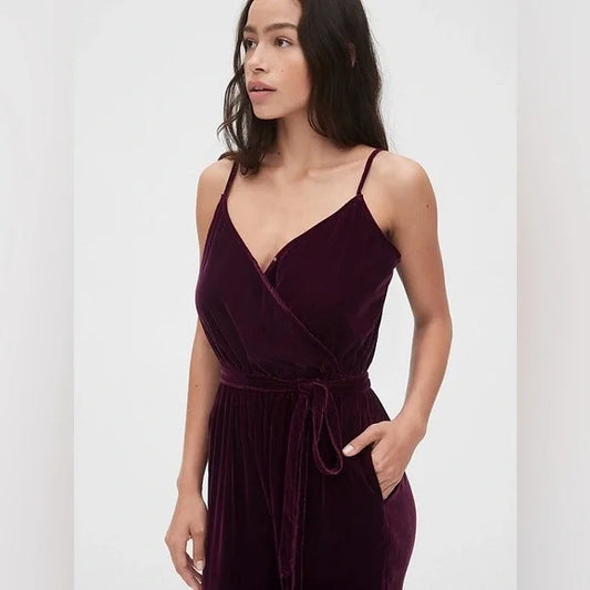 GAP VELVET CAMI WRAP JUMPSUIT
