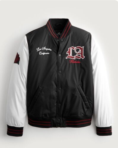 HOLLISTER SHERPA LINED VARSITY BOMBER JACKET