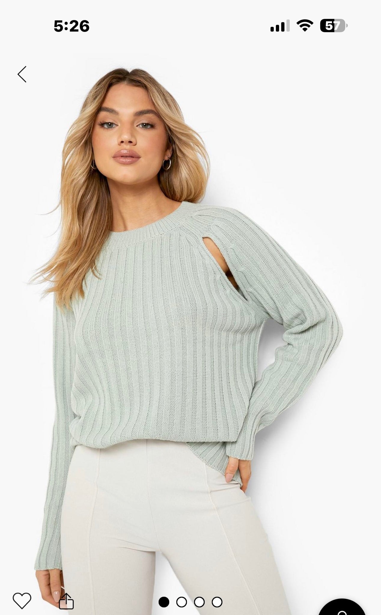BOOHOO CUT OUT SLEEVE DETAIL RIB KNIT JUMPER