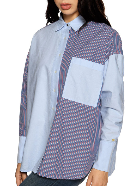 TH ICON COAL PATCHWORK STRIP SHIRT