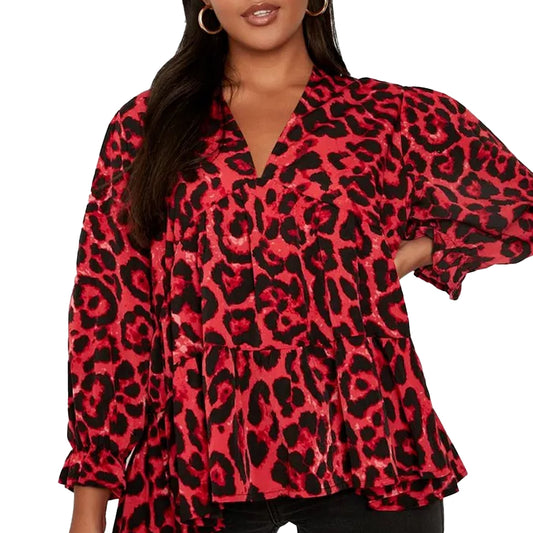 BOOHOO BLOUSE LEOPRD SMOCK