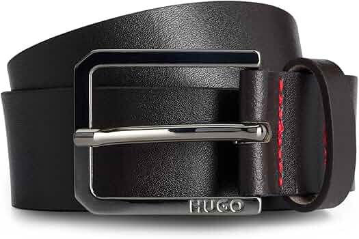 HUGO LEATHER WITH BRANDED BUCKLE BELT