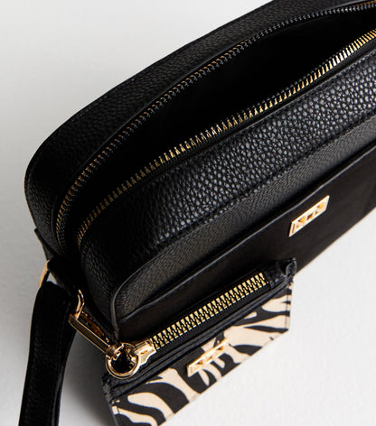 NEW LOOK GRAINED FAUX LEATHER CROSS BODY BAG AND CARD HOLDER