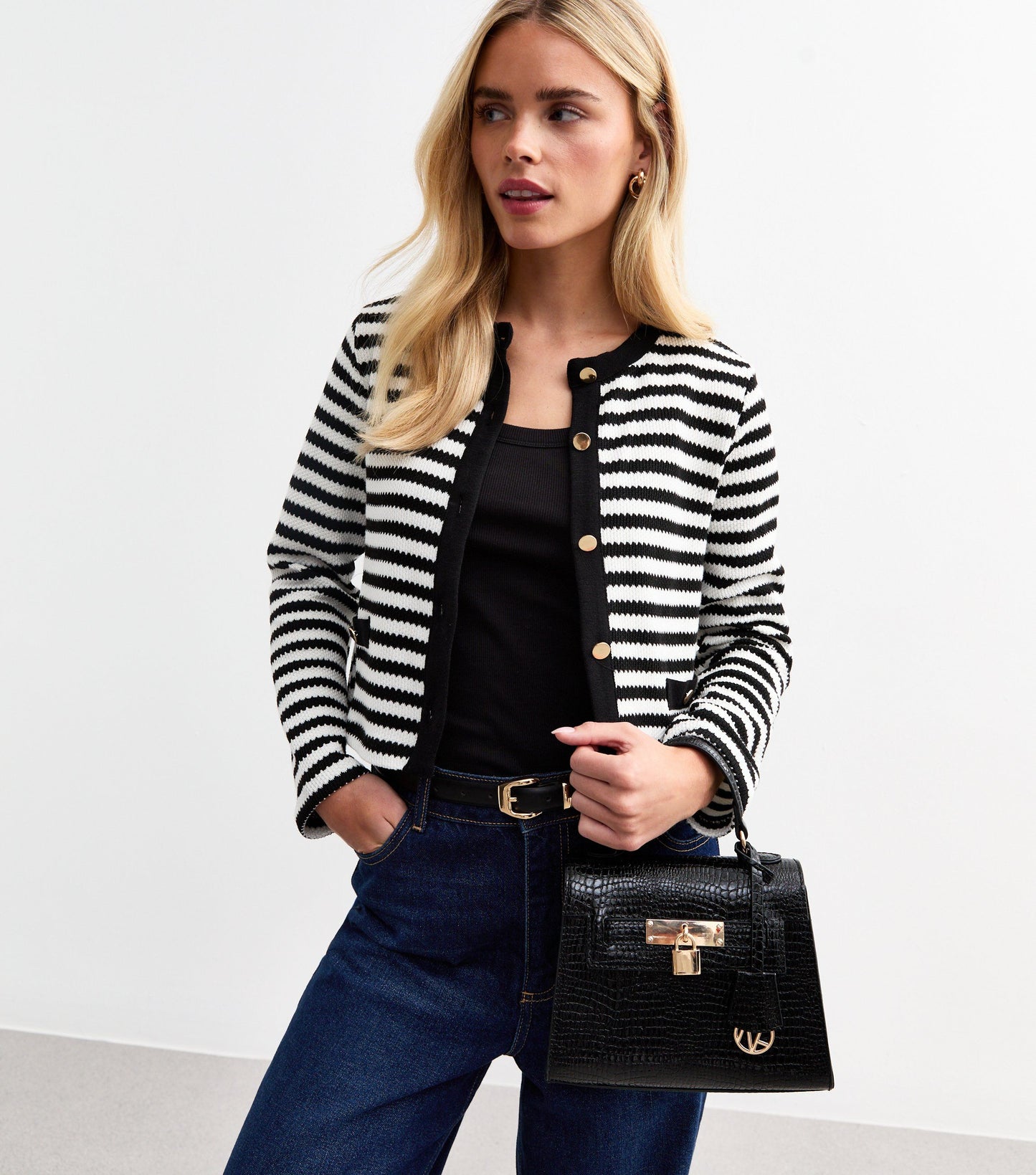 NEW LOOK CROCODILE EFFECT FAUX LEATHER CROSS BODY BAG