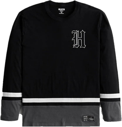 Hollister Long Sleeve Logo Graphic Hockey T-Shirt