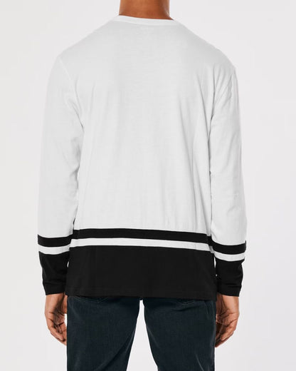 Hollister Long Sleeve Logo Graphic Hockey T-Shirt