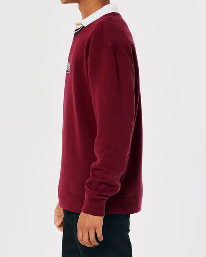 HOLLISTER RELAXED TIPPED APPLIQUE LOGO CREW SWEATSHIRT