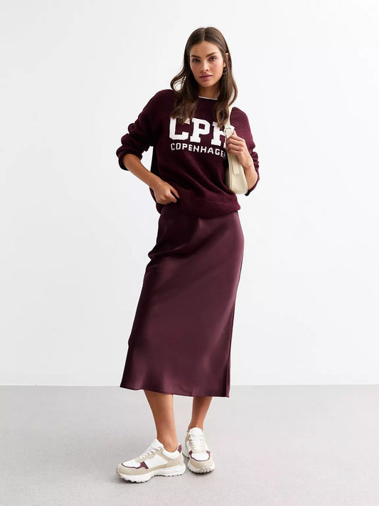 NEW LOOK SATIN BIAS CUT MIDI SKIRT