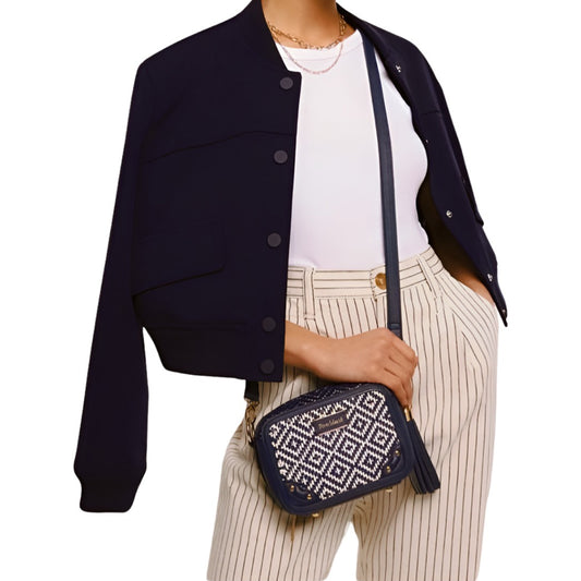 RI Geometric Woven Cross Body Bag