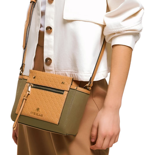 RI Canvas Embossed Cross Body Bag
