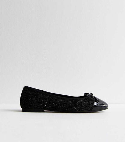 NEW LOOK BOUCHE PATENT TOE PUMP BALLERINA
