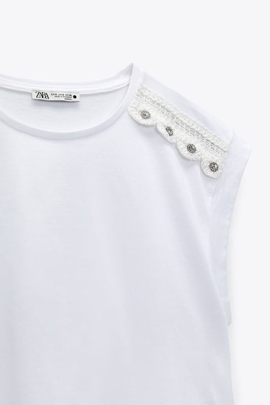 ZARA SILVER STRASS BLOUSE