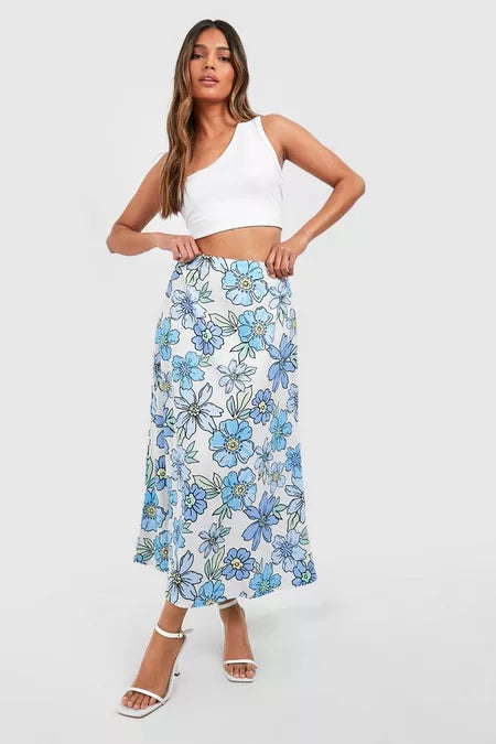 Boohoo Floral Midaxi Skirt