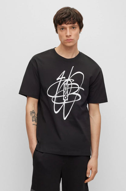 HUGO COTTON TSHIRT WITH GRAFFITI PRINT TSHIRT