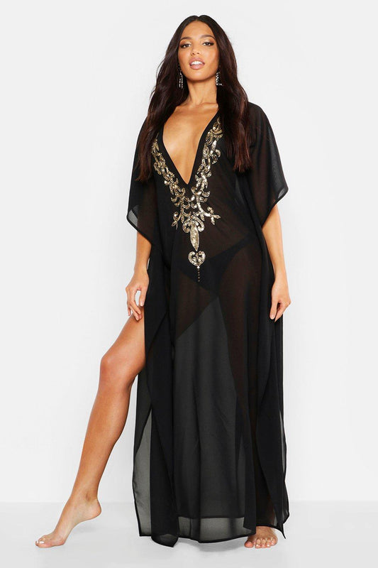 BOOHOO CHIFFON KATFAN COVER UP